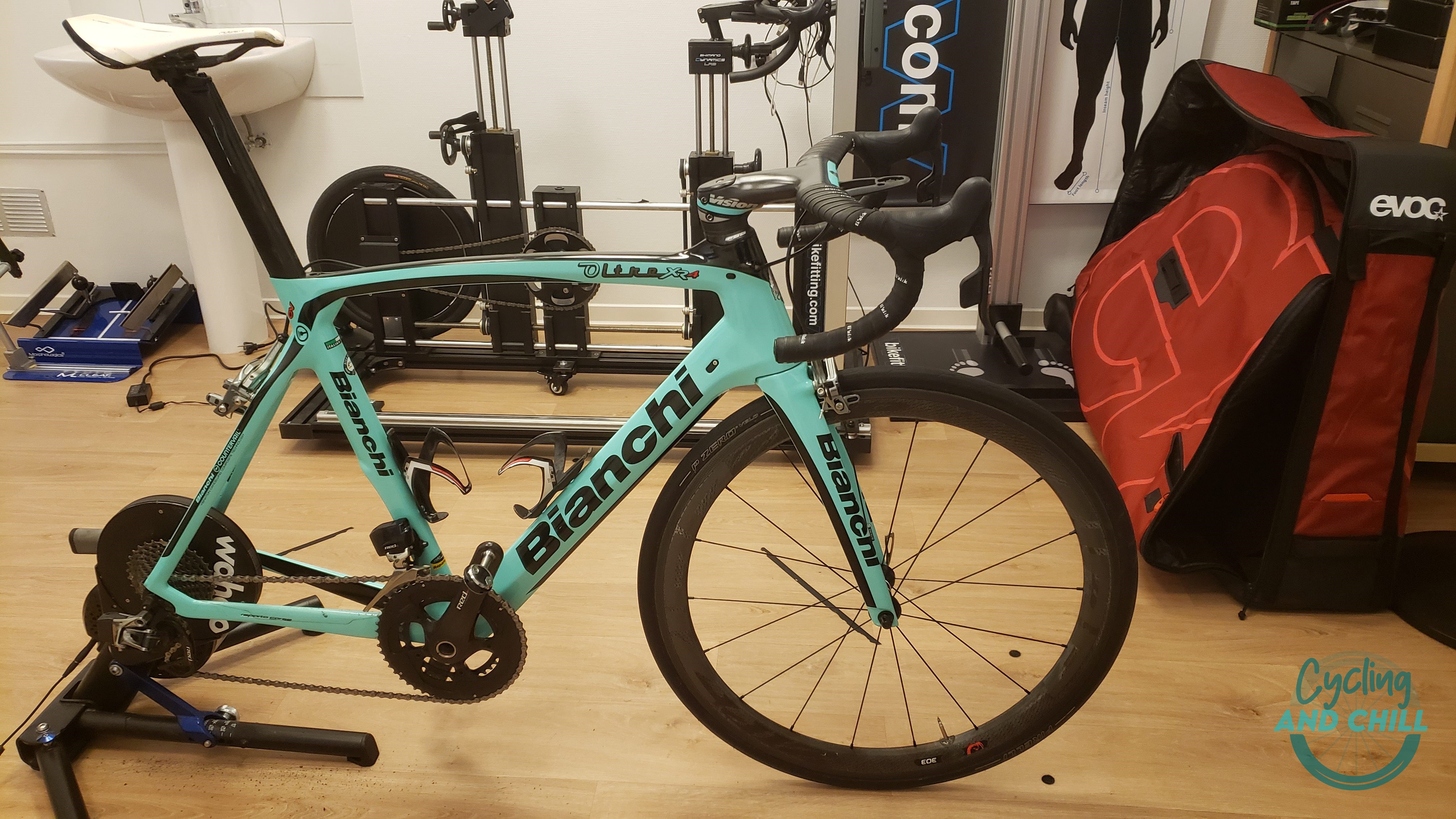 Bianchi Oltre XR4 prêt pour l'étude posturale.
Cycling And Chill