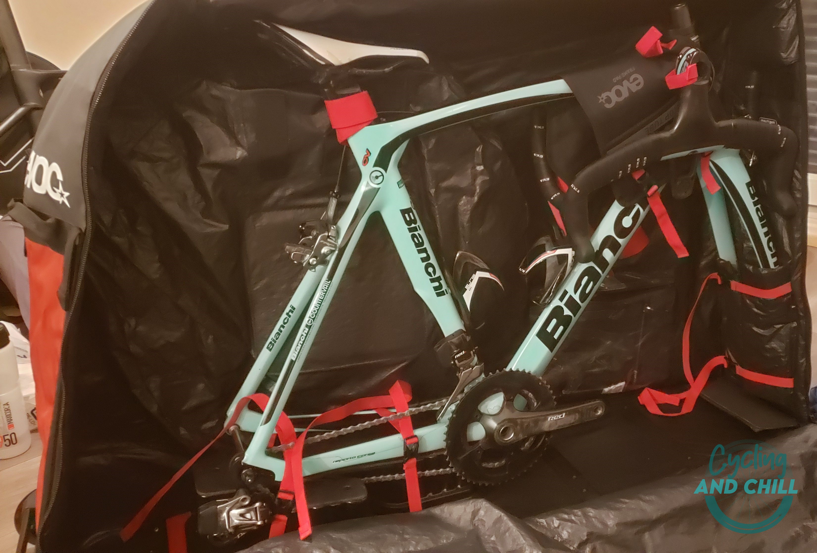 Bianchi Oltre XR4 dans la EVOC Bike Stand